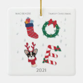 Cute Personalized Love KerstFamily Reunion Keramisch Ornament (Achterkant)