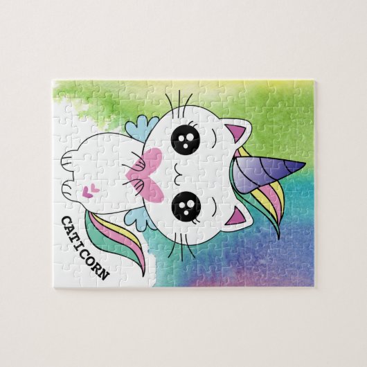 Cute Personalized Magical Caticorn Legpuzzel (Horizontaal)