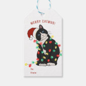 Cute Personalized Merry CatMus Funny Kerstmis Cadeaulabel (Voorkant)