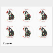 Cute Personalized Merry CatMus Funny Kerstmis Ronde Sticker (Vel)