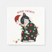 Cute Personalized Merry CatMus Funny Kerstmis Servet (Voorkant)