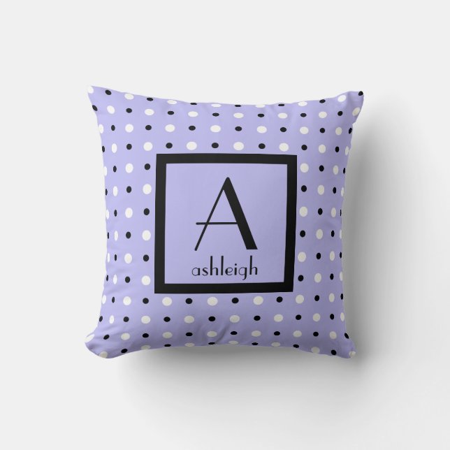Cute Personalized Monogram, Paarse w Polka Dots Kussen (Voorkant)