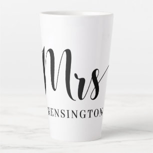 Cute Personalized Mrs Pas getrouwd Typography Latte Mok