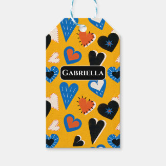 Cute Personalized Mustard Hearts Pattern Cadeaulabel
