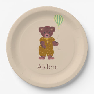 Cute Personalized Name Beer Beige Children's Papieren Bordje