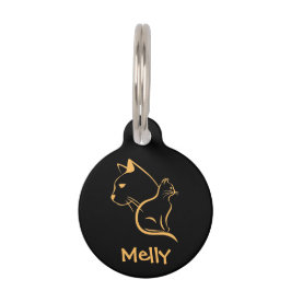 Cute Personalized Name Black Cat Huisdierpenning