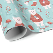 Cute Personalized Name Polar Beer Cadeaupapier (Rol Hoek)