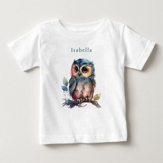 Cute Personalized Owl Baby T-Shirt (Voorkant)