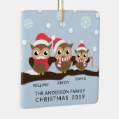 CUTE Personalized Owl Familie van 3 Kerstmis Keramisch Ornament (Rechts)