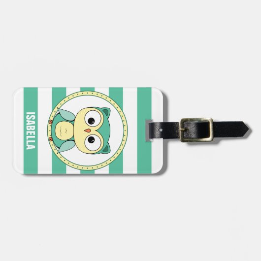 Cute Personalized owl Luggage Tag Bagagelabel (Voorkant horizontaal)