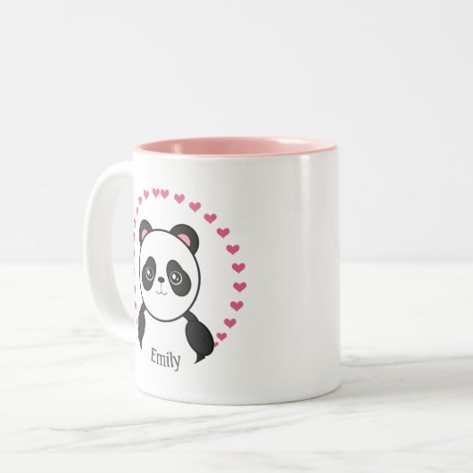 Cute Personalized Panda Mok (Voorkant links)