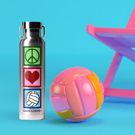Cute Personalized Peace Love Volleyball Player Waterfles