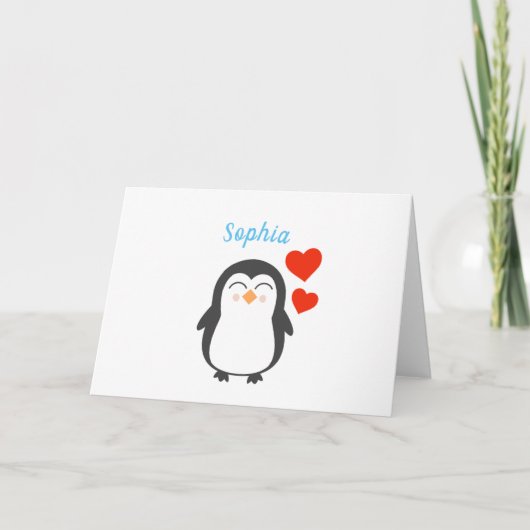 Cute Personalized Penguin Kaart (Voorkant)