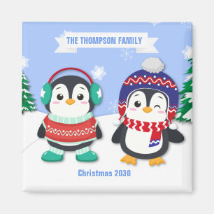 Cute Personalized Penguin Kerstmagneet Magneet