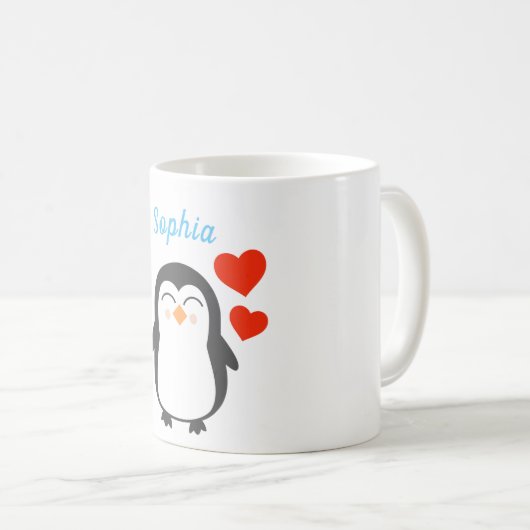 Cute Personalized Penguin Koffiemok (Voorkant rechts)