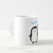Cute Personalized Penguin Koffiemok (Voorkant links)