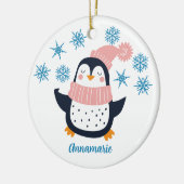 Cute Personalized Penguin Pink Scarf Kerstmis Keramisch Ornament (Links)