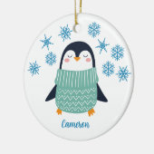 Cute Personalized Penguin Snowflake Kinder Kerstmi Keramisch Ornament (Links)
