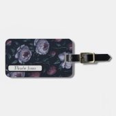 Cute Personalized Peonies Black floral Bagagelabel (Voorkant horizontaal)