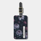 Cute Personalized Peonies Black floral Bagagelabel (Voorkant verticaal)