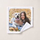 Cute Personalized Pet Hondenliefhebber Photo Colla Bad Handdoek (Wasdoekje)