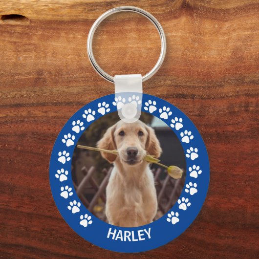 Cute Personalized Pet Photo Hondenliefhebber Sleutelhanger (Voorkant)