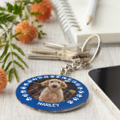 Cute Personalized Pet Photo Hondenliefhebber Sleutelhanger (Zijkant)