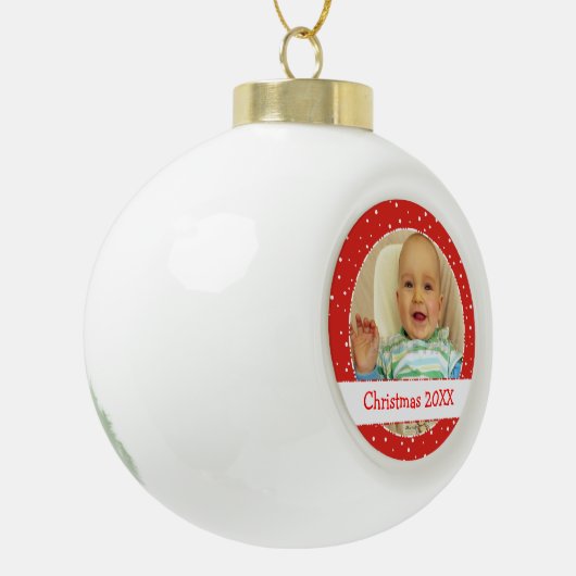 Cute Personalized Photo Ball Red Ornaments Keramische Bal Ornament (Links)