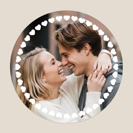 Cute Personalized Photo Custom Color Love Heart Ronde Sticker