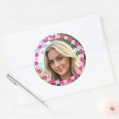 Cute Personalized Photo Love Heart Pink Ronde Sticker (Envelop)
