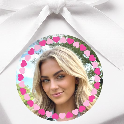Cute Personalized Photo Love Heart Pink Ronde Sticker