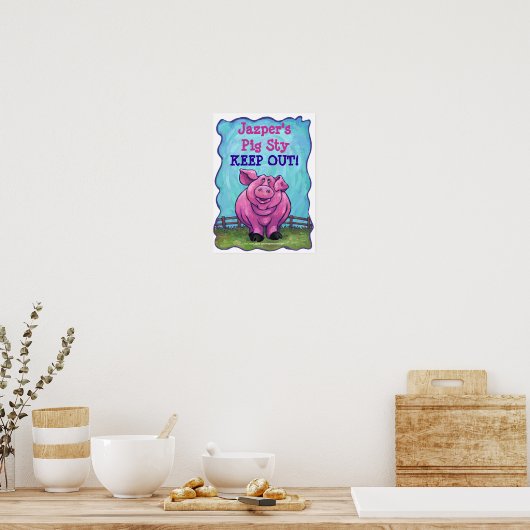 Cute Personalized Pig Sty Room Poster (Keuken)