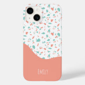Cute Personalized Pink & Blue Terrazzo Pattern Case-Mate iPhone Case (Achterkant)