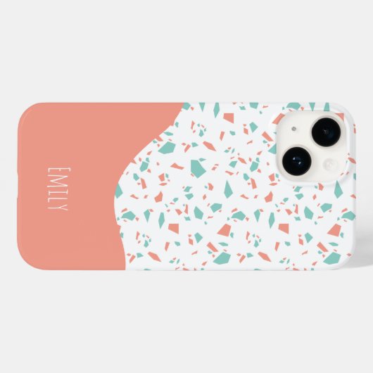 Cute Personalized Pink & Blue Terrazzo Pattern Case-Mate iPhone Case (Achterkant (horizontaal))