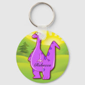 Cute Personalized Pink Dinosaur cartoon Sleutelhanger (Voorkant)