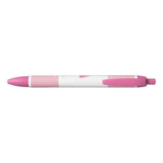 Cute Personalized Pink Flamingo Zwarte Inkt Pen (Achterkant)