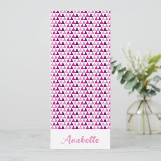 Cute Personalized Pink Geometric Pattern Bladwijze (Staand voorkant)