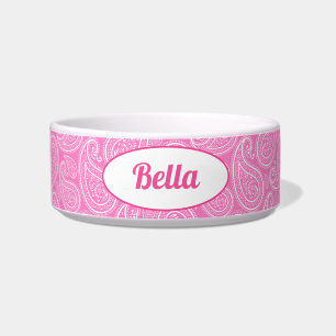 Cute Personalized Pink Paisley Voerbakje