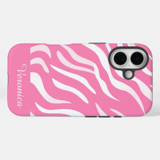 Cute Personalized Pink Zebra Print iPhone  Case-Mate iPhone Case (Achterkant (horizontaal))