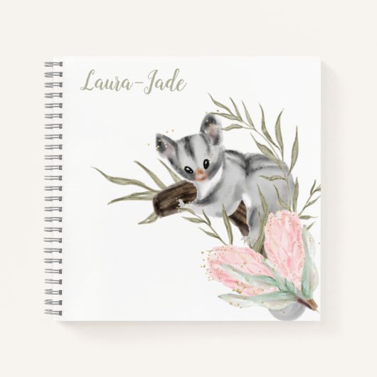 Cute Personalized Possum Notebook Notitieboek (Voorkant)