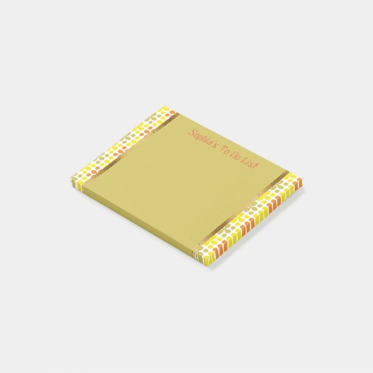 Cute Personalized Retro Yellow Oranje Green White Post-it® Notes (Schuin)