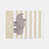 Cute Personalized Rhinoceros Oerwoud Tan Stripe Fleece Deken (Voorkant (Horizontaal))
