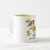 Cute Personalized Robin Redborst Bird Mok (Voorkant links)