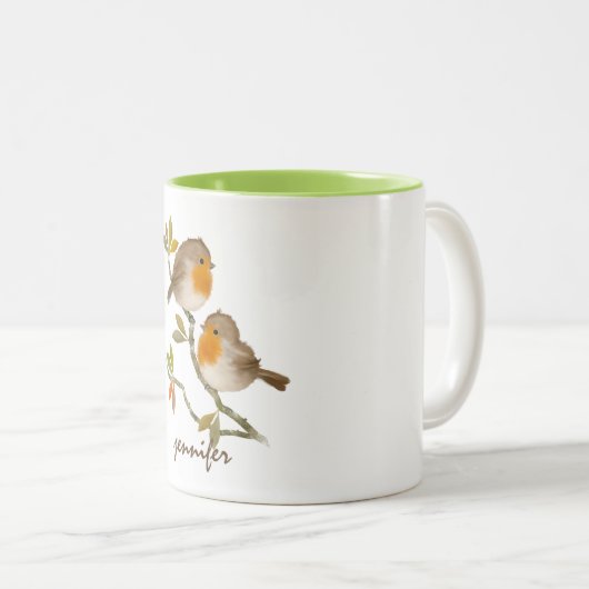 Cute Personalized Robin Redborst Bird Mok (Voorkant rechts)