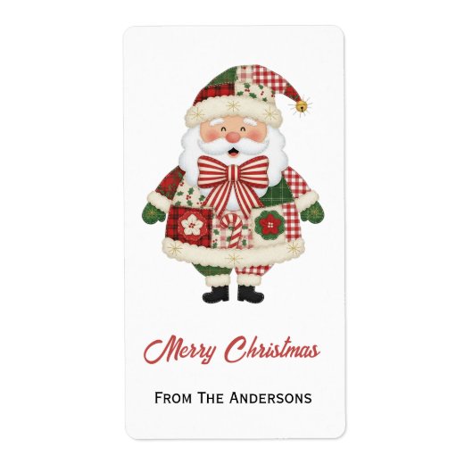 Cute Personalized Santa Christmas Holiday Etiket (Voorkant)