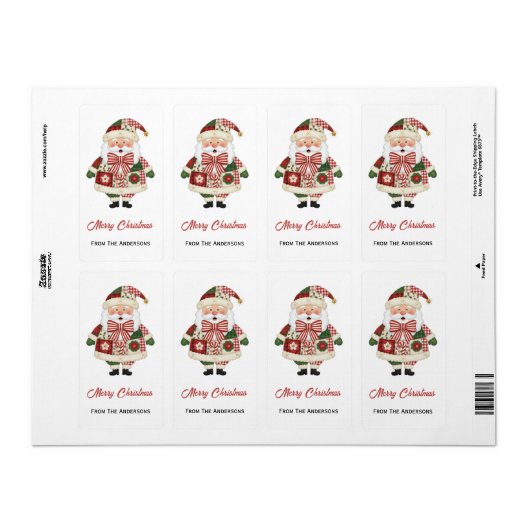 Cute Personalized Santa Christmas Holiday Etiket (Full Sheet)