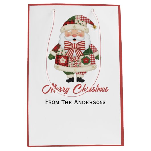 Cute Personalized Santa Christmas Holiday Medium Cadeauzakje (Voorkant)