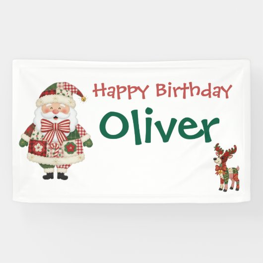 Cute Personalized Santa Christmas Holiday Spandoek (Horizontaal)