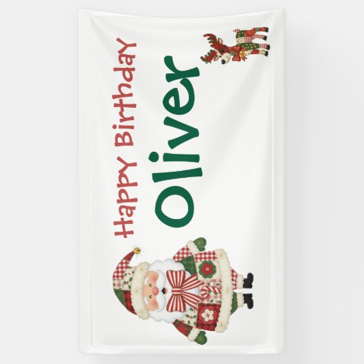 Cute Personalized Santa Christmas Holiday Spandoek (Verticaal)