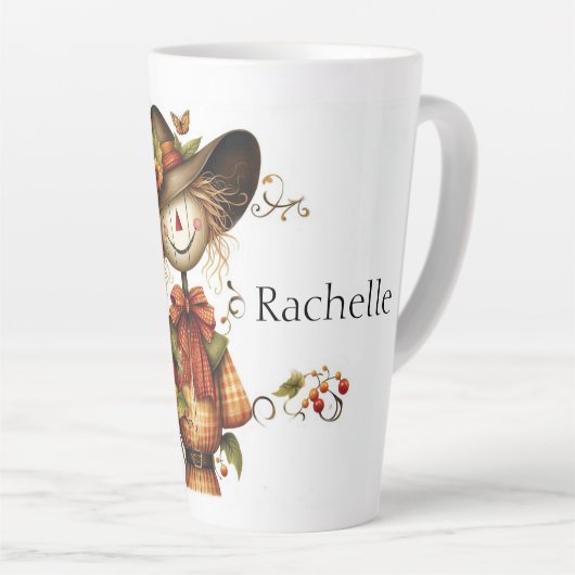 Cute Personalized Scarecrow Latte Mok (Rechterhoek)